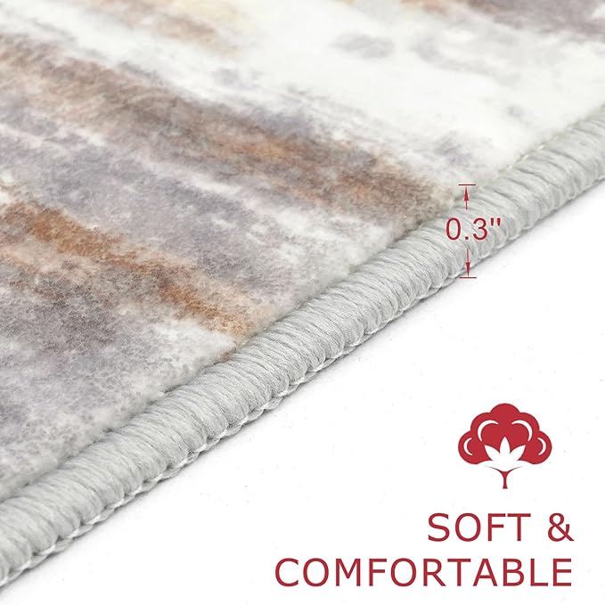 KOZYFLY 3x8 Ft Rug Modern Ombre Runner Rug - Image 2