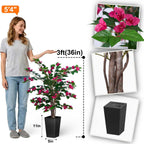 Aveyas 3ft Artificial Bougainvillea Tree with Flowers, 3 ft Faux Floor Plant Fake Silk Blooming Trees with Pot for Indoor Outdoor Home Decor,House Living Room Office (3 Feet Tall Including Raised Pot)