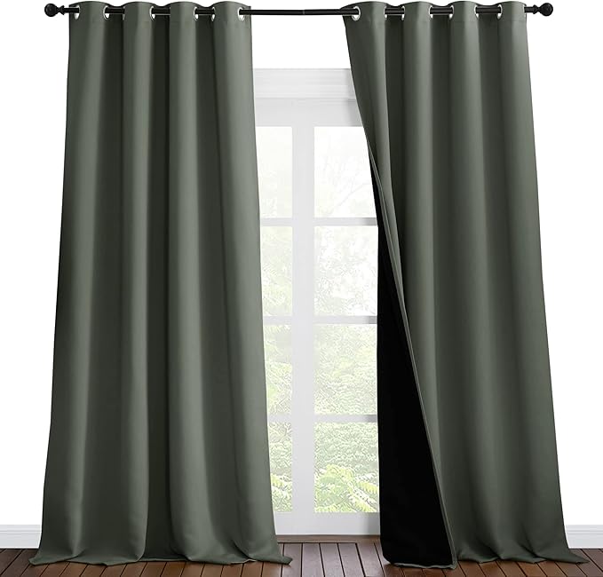 NICETOWN Full Shading Curtains for Windows, Super Heavy-Duty Black Lined by NICETOWN