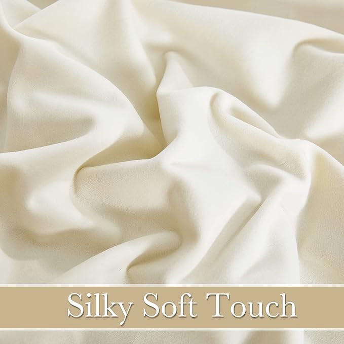 RYB HOME Ivory White Velvet Curtains 72 inches - Image 3