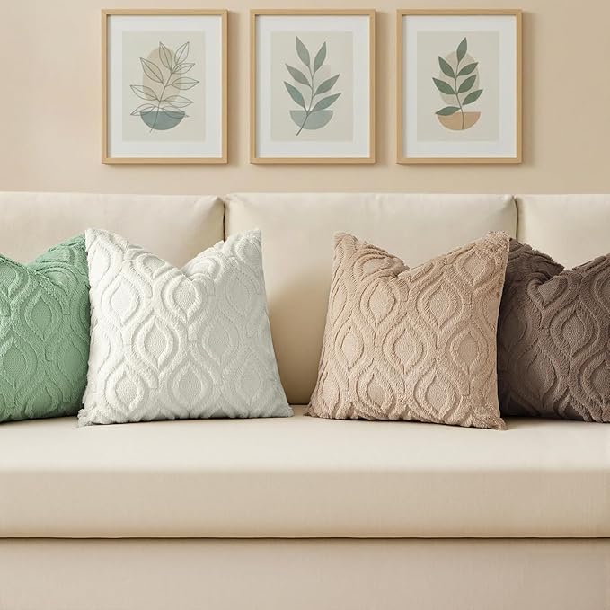 decorUhome Throw Pillow Covers 12x20 Inch Set of 2, Soft Plush Faux Wool Light - Image 4