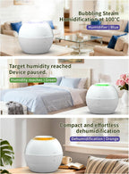 Dehumidifier & Humidifier 2-in-1 with Purifier, 101oz Tank, Whisper-Quiet Smart Steam Control for Bedroom, Baby Room, or Basement, Includes Drain Hose