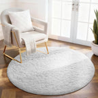 Ophanie White Round Rug 4Ft Circle Area Rug, Aesthetic Room Decor, Fluffy Fuzzy by Ophanie