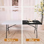 Showgeous 8 Pack Stretch Fabric Table Top Cap Cover, Black, 30" W x 96" L