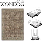 6x9 Washable Area Rug for Living Room Bedroom Vintage Rust Red Carpet Soft Low - Image 2