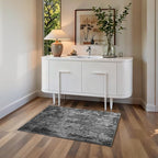 Entrance Rugs Indoor 2x3 Black Entry Rug Washable Abstract Black Small Area Rug - Image 3