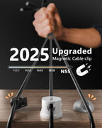 12Pack Magnetic Cord Holder 360° Rotating, 1s Lock Adhesive Desk Organizers