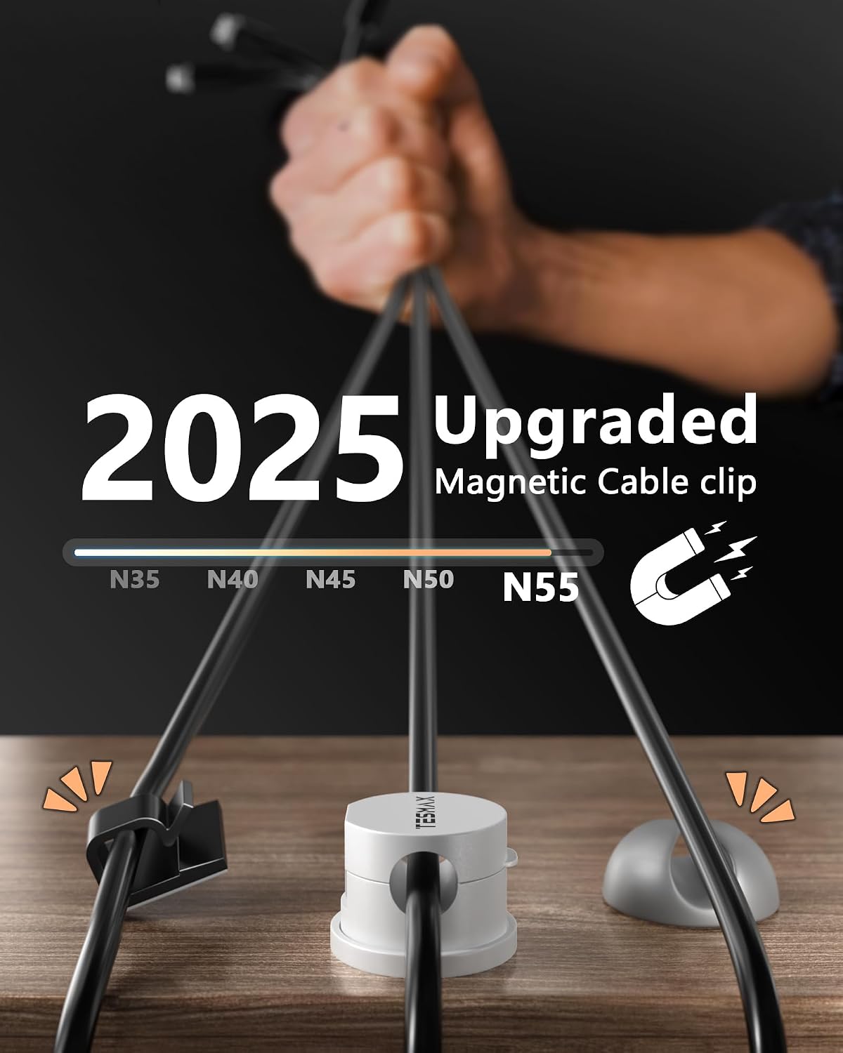 12Pack Magnetic Cord Holder 360° Rotating, 1s Lock Adhesive Desk Organizers