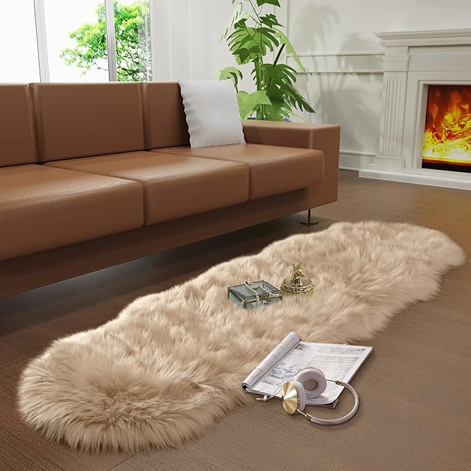 Faux Fur Rug for Bedroom, Fluffy Runner Rugs Soft Sheepskin Rug Sofa Couch Seat - Image 2