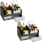 Makeup Organizer with Drawers, Cosmetic Storage for Dresser Vanity and Bathroom Countertop, Beauty Holder for Lipstick Brush, Skincare Organizer for Vanity, Cosmetic Display Case (Pink)