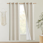 NICETOWN Natural Bedroom Full Blackout Linen Curtain Panels Set of 2, Thick - Image 2