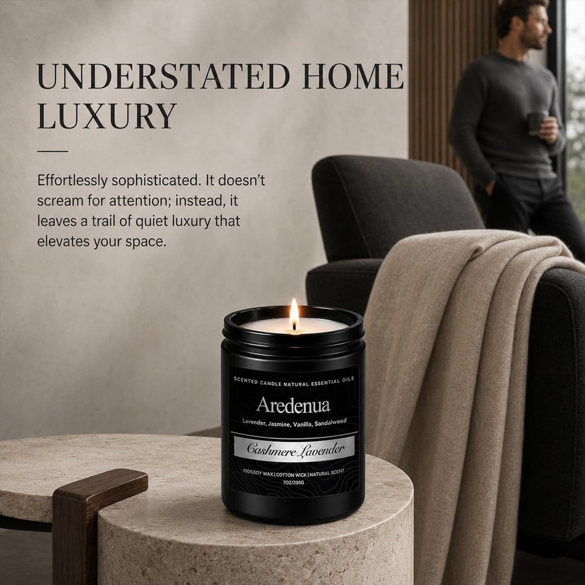 Cashmere Lavender Candles for Men, Candles for Home Scented, 7 oz