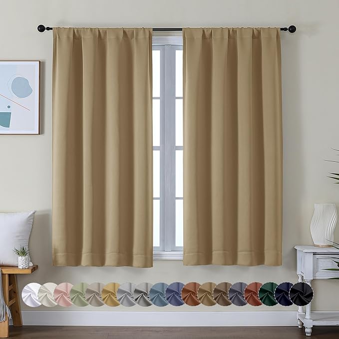 Simplebrand Ava Taupe Short Blackout Curtains by Simplebrand