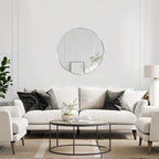 Round Mirror 30 inch Silver, Circle Mirror, Brushed Nickel, Chrome