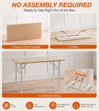 XBurmo Folding Desk Foldable Table, No Assembly 43.3" Foldable Desk Space-Saving Workstation for Small Space, Computer Table, Flat Storage for Home Office, Bedroom, Dorm, Study Room, Light Maple