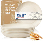 10In Wheat Straw Dishwasher & Microwavable Plates Set of 6, Beige