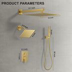 Rain Shower System 12"&6" Shower Heads Wall Mount Shower Faucet Set