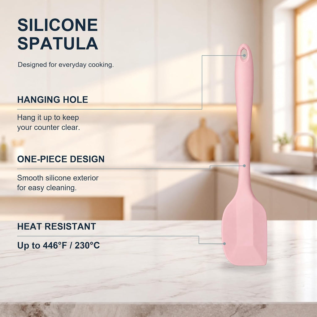 10-Piece Silicone Kitchen Utensil Set with Tongs, Pink