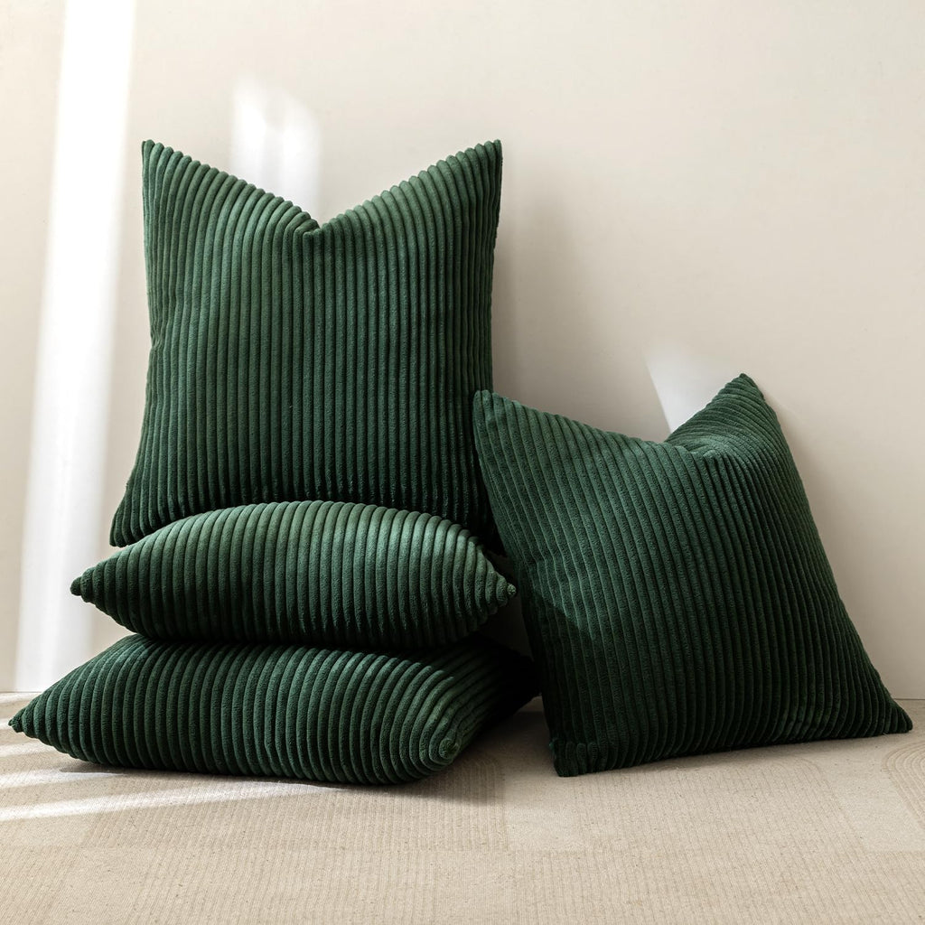 MIULEE Soft Corduroy Decorative Throw Pillow Covers Army Green 18x18