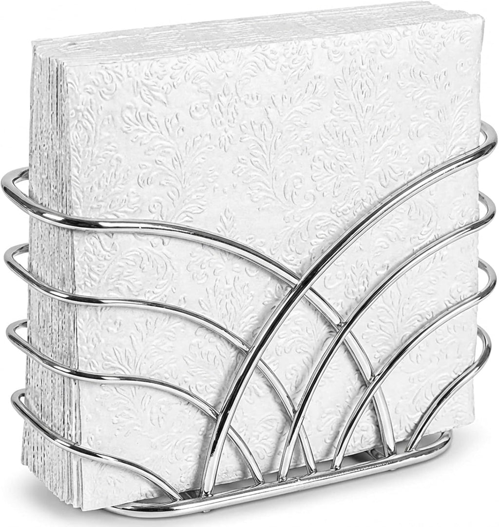 Napkin Holder for Table, Silver Iron Upright Paper Dispenser