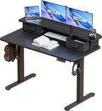 BIZUM Standing Desk with 2 Drawers Computer Desk-Stand up Desk Home Office Gaming Memory Desks C-Clamp Mount Compatible, 48x24 Inch Black