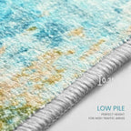 Ompaa Living Room Rug 8x10 Teal Blue Area Rugs Machine Washable Abstract Boho - Image 6
