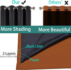 Yakamok Orange 100% Blackout Curtains, Total Blackout Lined Curtain Panels - Image 4