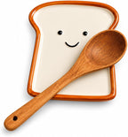 Cute Ceramic Spoon Rest for Stove Top, Toast Spoon Rest for Kitchen Counter