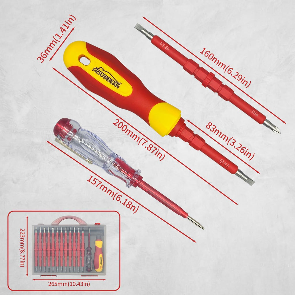 Electrical Screwdriver Set, Insulated Screwdriver, 26 Pcs