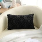 decorUhome Faux Fur Plush Soft Black Throw Pillow Covers 12x20 Set of 2