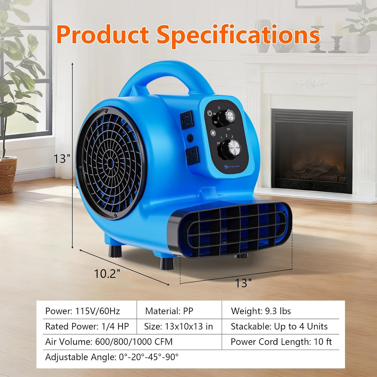 Air Mover 1/4 HP 1000 CFM Portable Blower Fan Carpet Dryer, Floor Dryer Fan