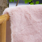 ORINOVA Pink Round Rug 5ft Washable Fluffy Faux Rabbit Fur Area Rugs - Image 3