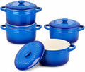 Mini Cocotte 16oz Ceramic Casserole Dishes with Handles & Lid,Set of 4 Oven Microwave Dishwasher Safe Ramekins