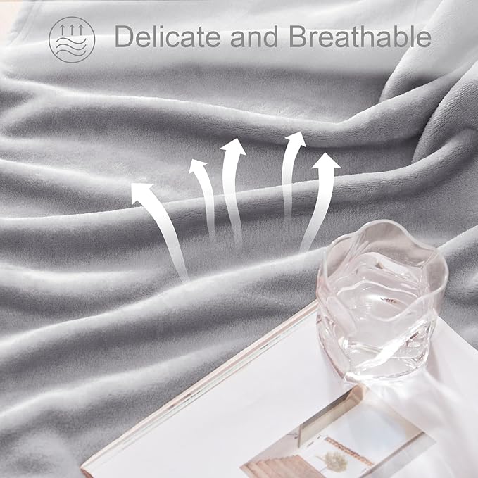 Exclusivo Mezcla Fleece Light Grey Throw Blanket - Image 6