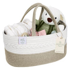 Baby Diaper Caddy Organizer, Cotton Nursery Baby Gift Basket with Handle Lid Baby Caddy Organizer, Portable Baby Basket Diapers & Wipes, Basket for Moms, Wheat Field - Large