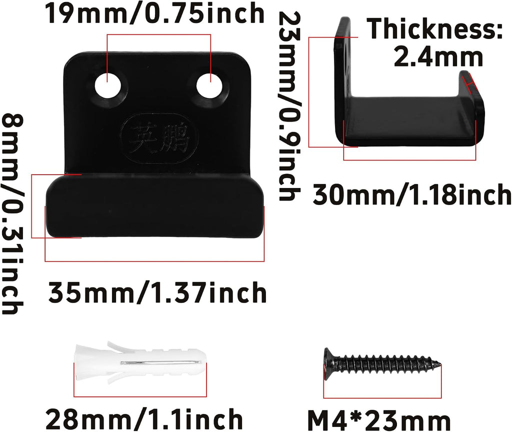 12Pcs Black Tile Display Wall Hanger, Stainless Steel Billboard Mounting Brackets, Heavy Duty Wall-Mounted Tile Hooks for Ceramics, Mirrors, Picture Frames (35x23x30mm)