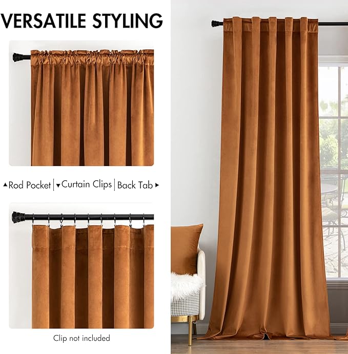 MIULEE Velvet Curtains 108 inches Long 2 Panels - Image 2
