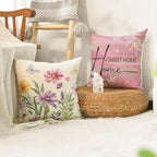 AVOIN colorlife Spring Saying Flowers Butterfly Pink Throw Pillow Covers - Image 5