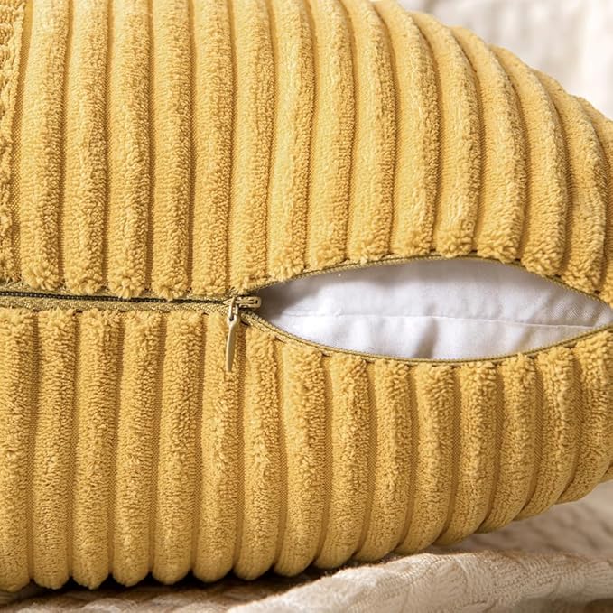 MIULEE Golden Mustard Decorative Throw Pillow Covers 20x20 Inch - Image 3