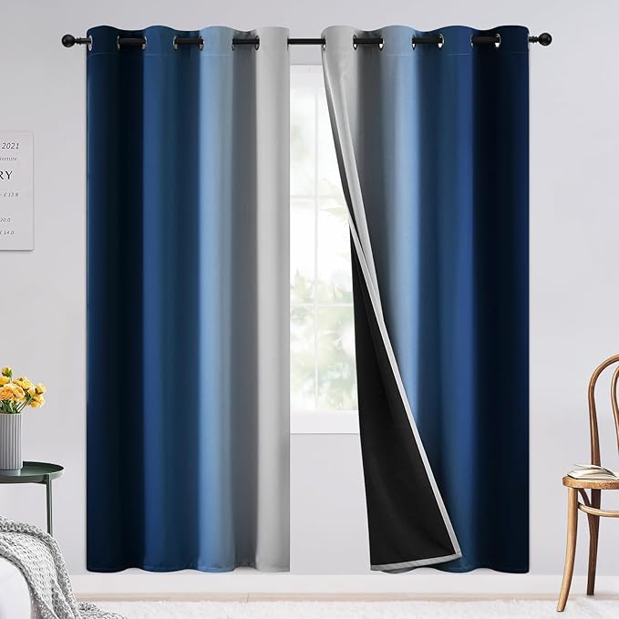 SimpleHome Blue Ombre 100% Blackout Curtains by SimpleHome