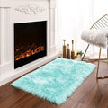 Latepis Light Blue Small Fluffy Rugs 2x3 Teal Faux Sheepskin Fur Rug by Latepis