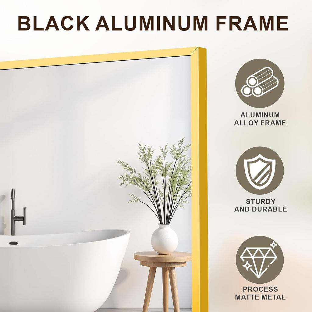 FICTOR Bathroom Vanity Mirror for Over Sink, 24" x 36", Gold