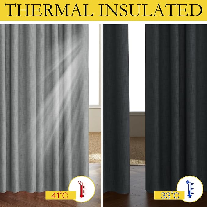 NICETOWN 100% Absolutely Blackout Linen Curtains - Image 4