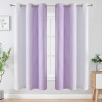 Estelar Textiler Lilac and Greyish White Ombre Blackout Curtains 72 Inches - Image 2