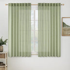 MIULEE Sage Green Linen Curtains 63 Inch Length 2 Panels by MIULEE