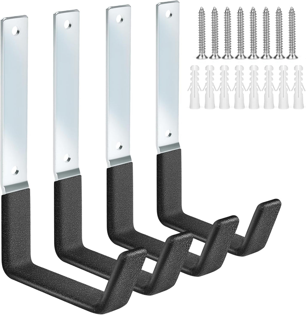 TVKB Garage Hooks Heavy Duty Bike Hooks for Garage Set of 8 Tool Organizers and Storage Wall Mount Storage Tool Holder Hanger for Ladder Garden Hose Shed Shop