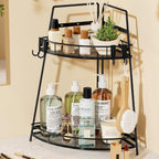 VITVITI 2 Tier Bathroom Counter Organizer Corner Vanity Shelf Storage White