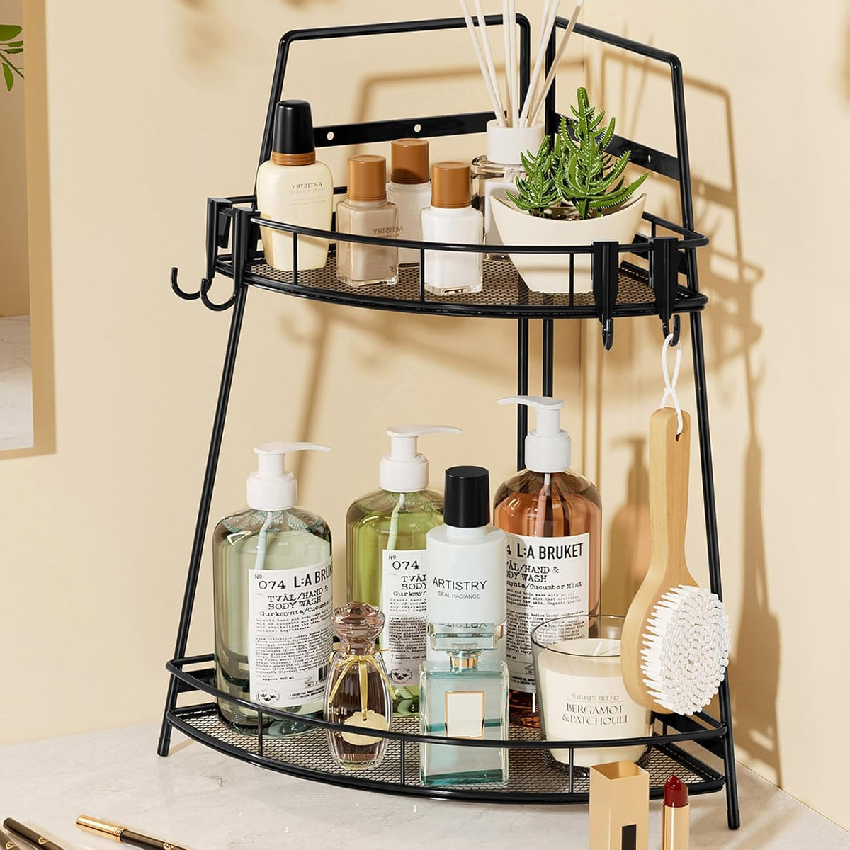 VITVITI 2 Tier Bathroom Counter Organizer Corner Vanity Shelf Storage White