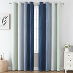 Estelar Textiler Sage Green and Navy Blue Blackout Curtains - Image 2