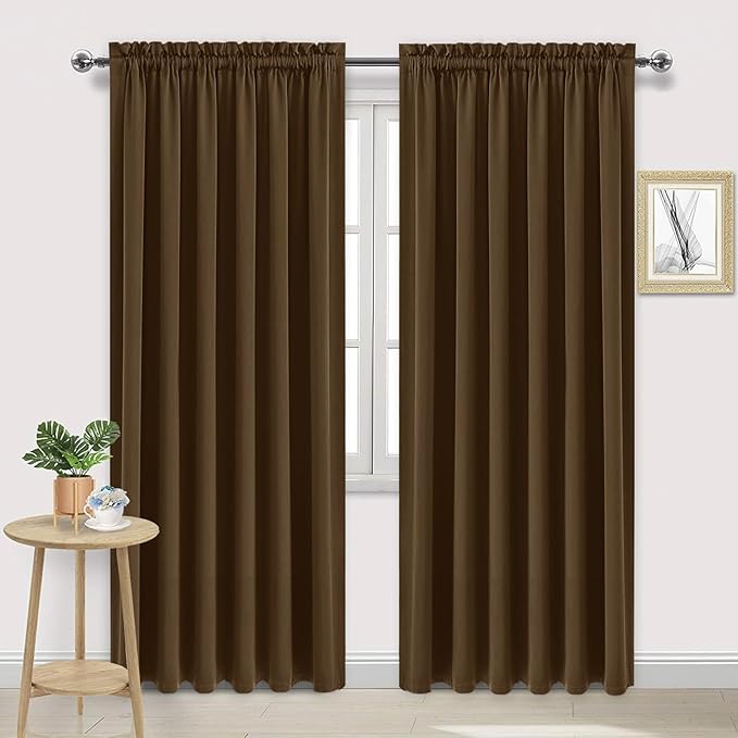 DWCN Brown Blackout Curtains for Bedroom, Thermal Insulated Energy Saving Room by DWCN